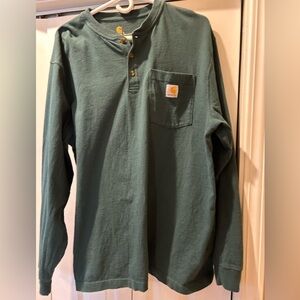 Carhartt Men's Forest Green Henley Long Sleeve
